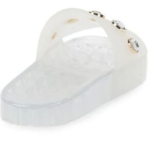 BRAND NEW KARL LAGERFELD PARIS TAJA JEWEL-EMBELLISHED POOL  SLIDES